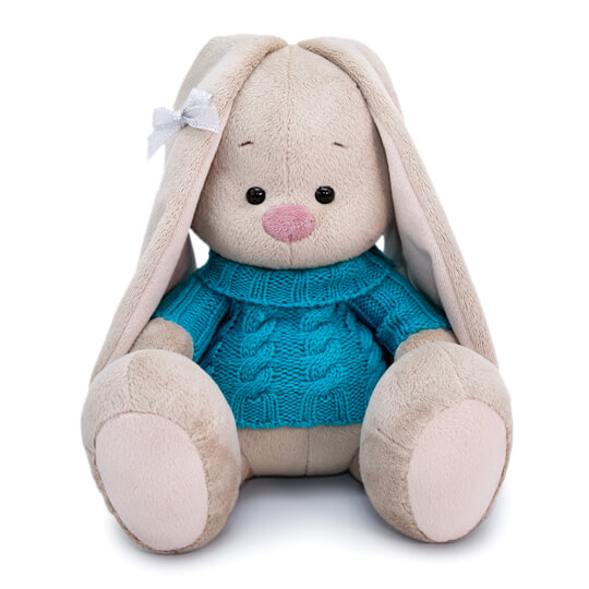 Свитер с косами голубой