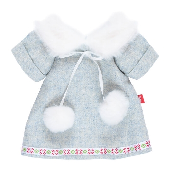 Платье с меховым воротником и помпонами