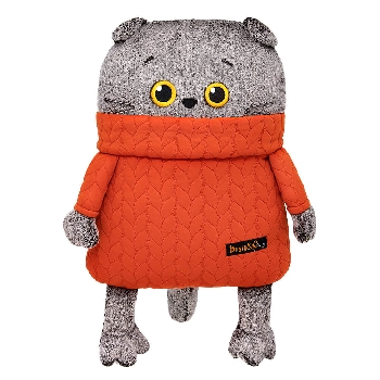 Кот-подушка в свитере с косами