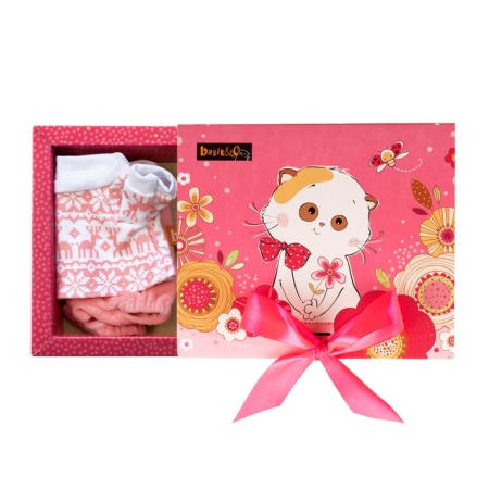 Розовый комплект со снежинками и оленями