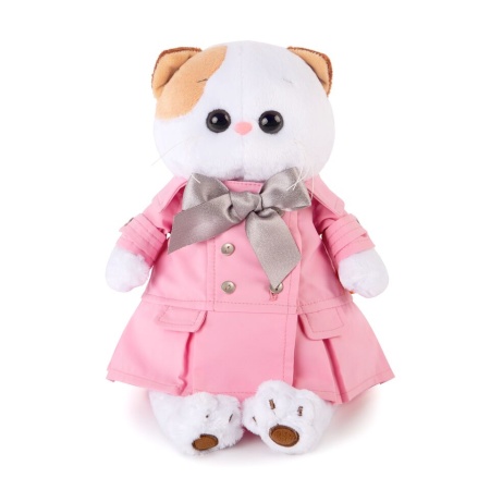 в розовом плаще с серым бантиком