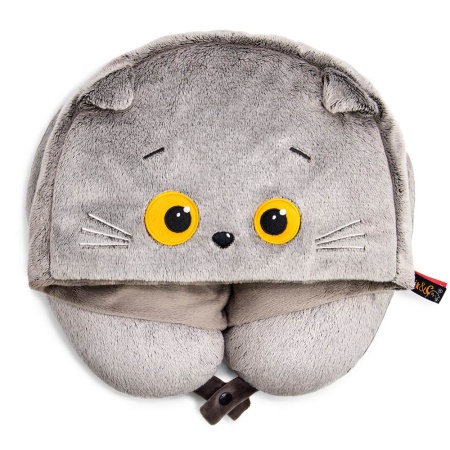 Кот Басик подушка на шею с капюшоном