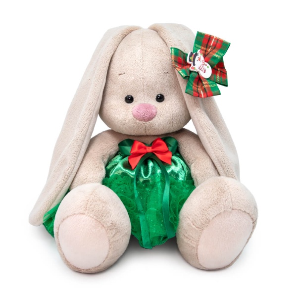 в зеленой юбке с бантом