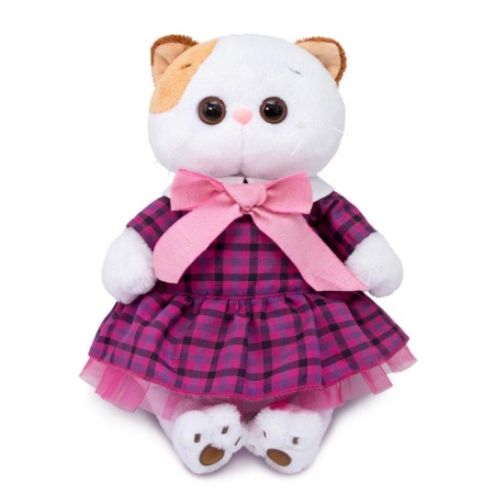 Платье в клетку с розовым бантом