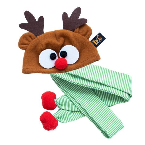 Шапка «Олень» и шарфик с помпонами | БУДИ БАСА Шапка «Олень» и шарфик с помпонами